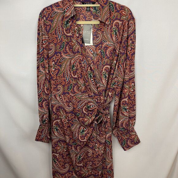 Lauren Ralph Lauren Women's Print Double-Faced Georgette Wrap Dress Size 16 NWT - Picture 4 of 12